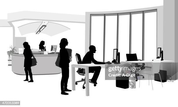 working - reception table stock illustrations