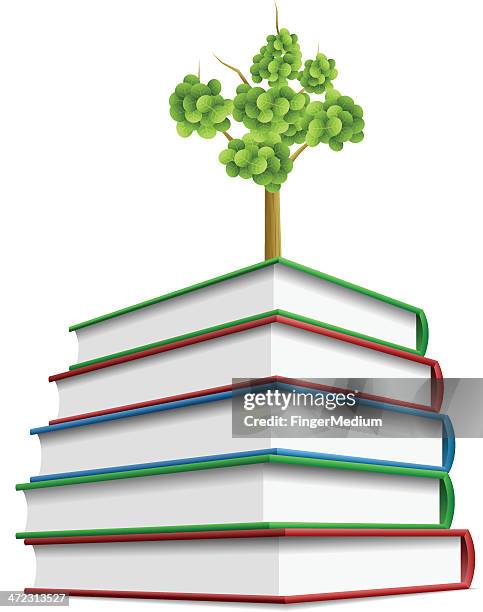 growing knowledge - leaf pile stock illustrations