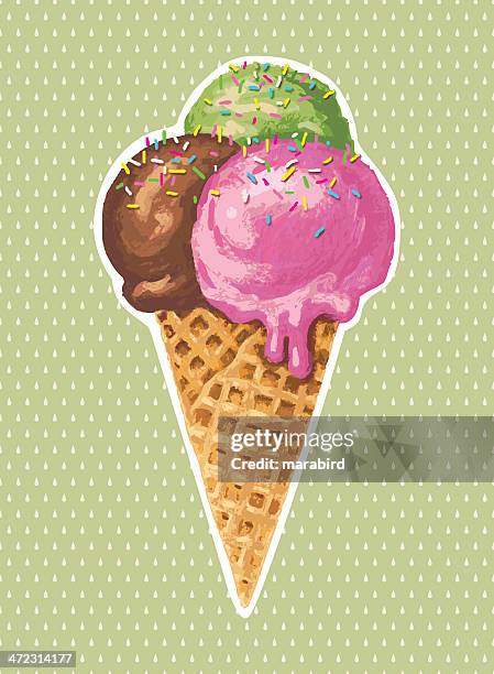 ilustraciones, imágenes clip art, dibujos animados e iconos de stock de clásicos helados - barquilla de helado