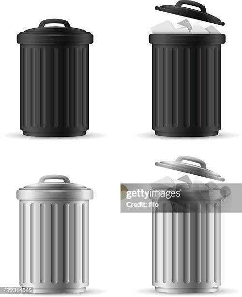 ilustraciones, imágenes clip art, dibujos animados e iconos de stock de poner verde cans - tacho de la basura