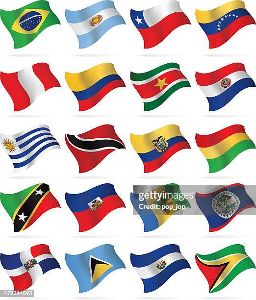 ilustrações, clipart, desenhos animados e ícones de voando flags-a américa central e do sul - south america