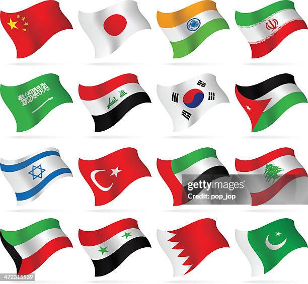 stockillustraties, clipart, cartoons en iconen met flying flags collection - asia - turkse-vlag