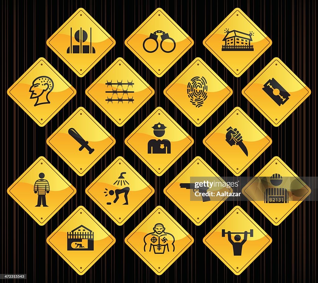 Prisoner Guide Sign Yellow Road Signs Prison High-Res Vector Graphic - Getty Images