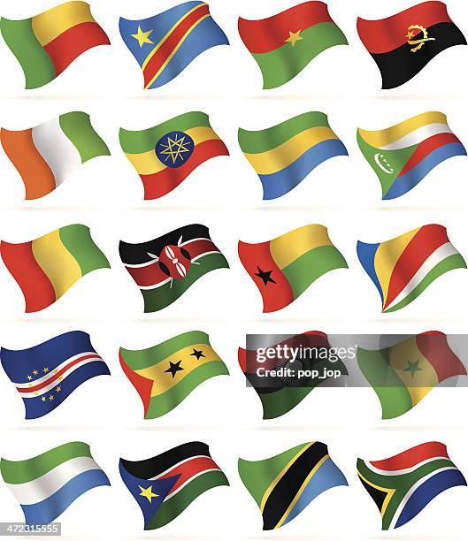 flying flags collection-afrika - kenyan flag stock-grafiken, -clipart, -cartoons und -symbole