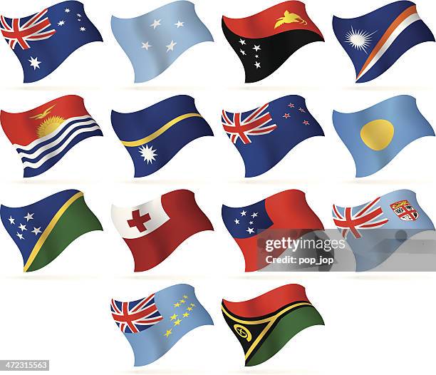 flying flags collection - australia and oceania - samoa stock illustrations