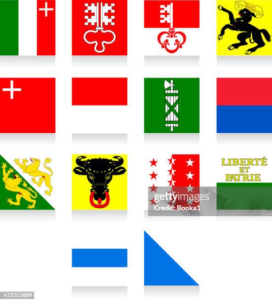 illustrazioni stock, clip art, cartoni animati e icone di tendenza di svizzera cantonale flag collection-parte 2 - cantòn vallese