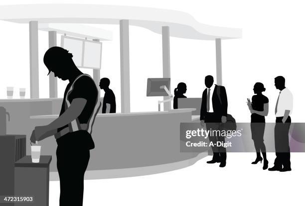 work'n coffee - shopping queue stock illustrations