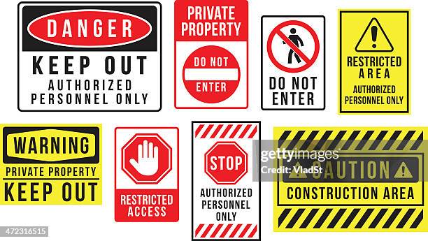 illustrations, cliparts, dessins animés et icônes de panneaux de danger et d'avertissement - accès interdit