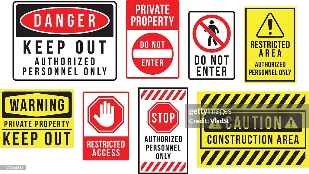 Caution danger and warning signs