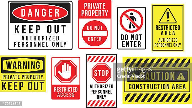 caution danger and warning signs - safety stock illustrations