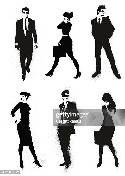 splash of people silhouette - stencil stock illustrations