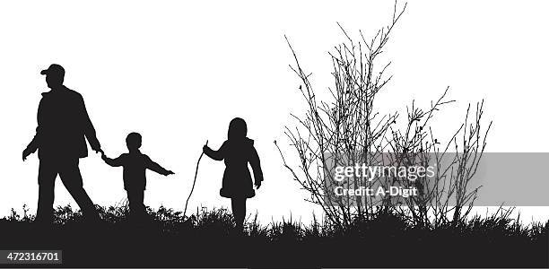 outdoor pursuit - family hiking stock illustrations