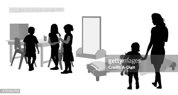 togetherness - school building silhouette stock illustrations