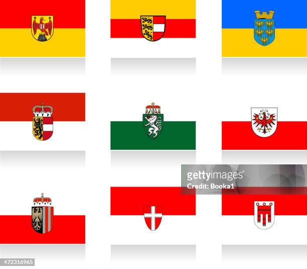 austrian states flag collection - upper austria stock illustrations