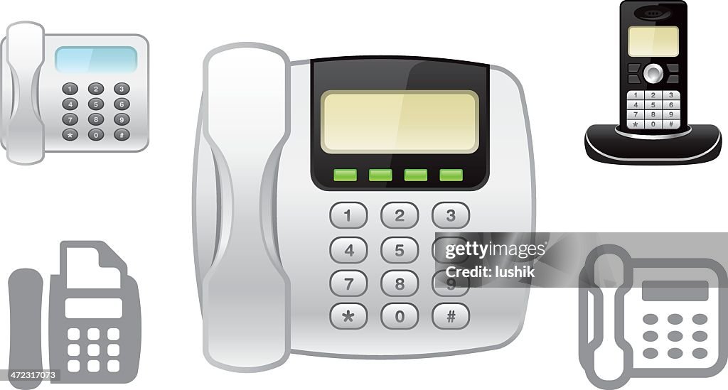 Landline phone object icons