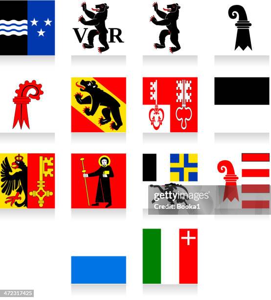 switzerland cantonal flag collection-part 1 - bern flag stock illustrations