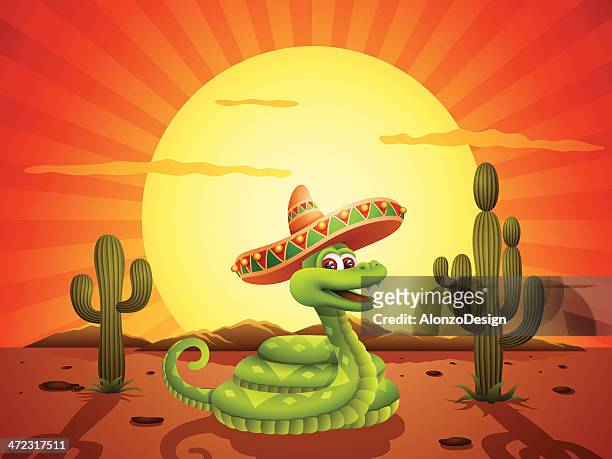 snake character in the desert - sunbeam snake stock illustrations