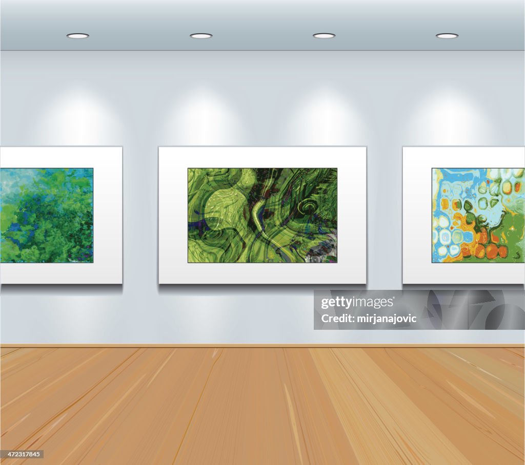 Pictures on the wall at art gallery