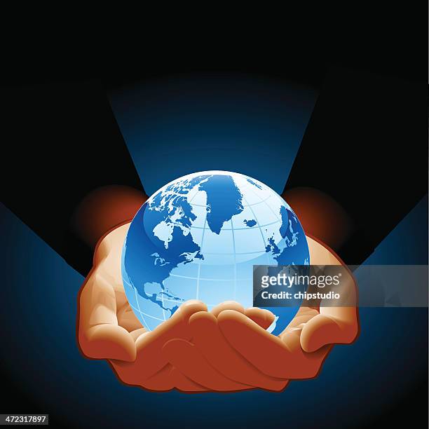 hold globe - hands cupped stock illustrations