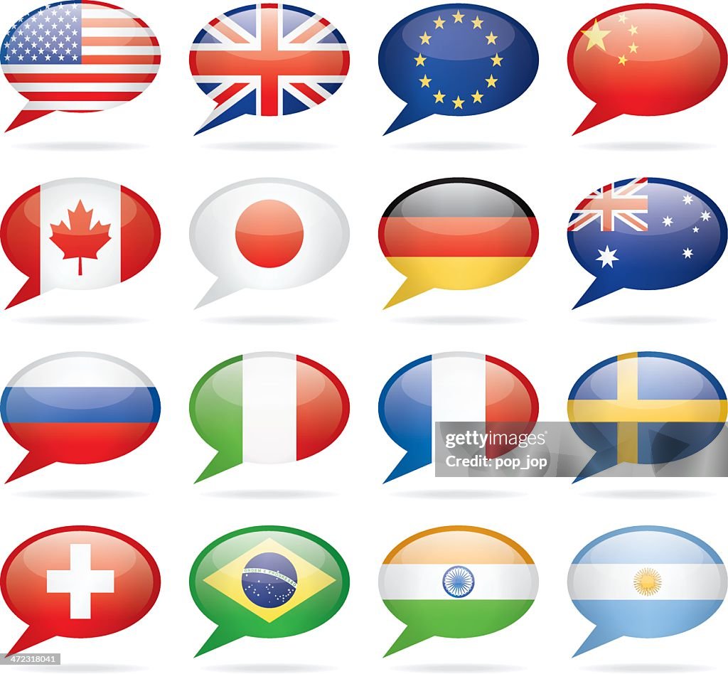 Speech Bubble Most Popular Flags