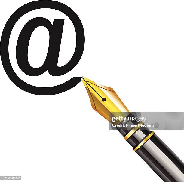 pen with @ symbol - refracted light stock illustrations