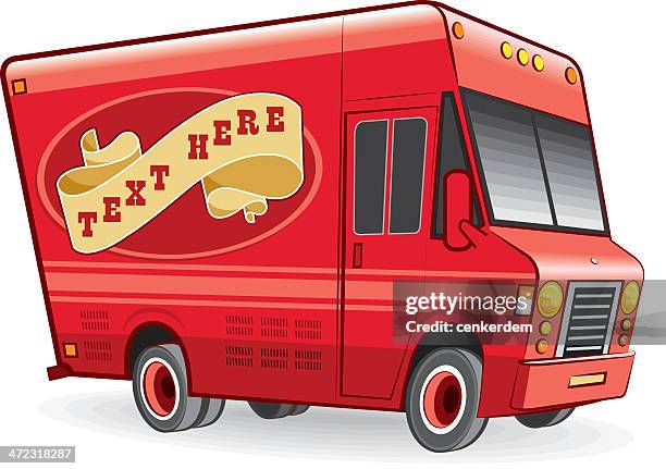 retro bus on the way - gas distributor stock illustrations