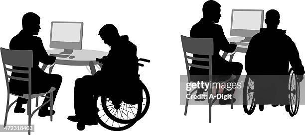 teams - persons with disabilities in office stock illustrations
