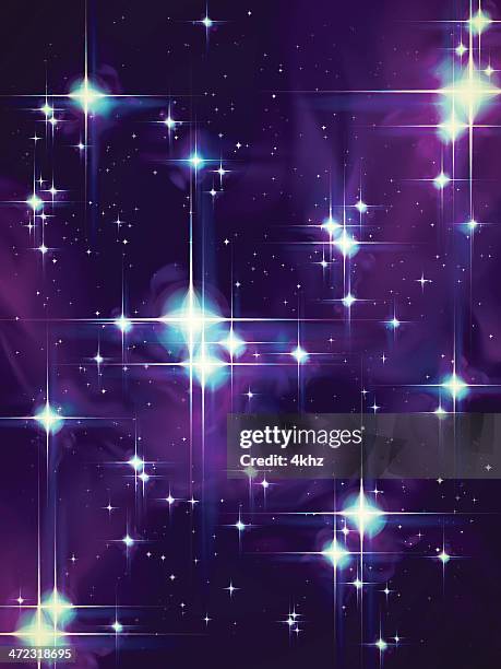 retro stars vector glowing star field background - star cluster stock illustrations