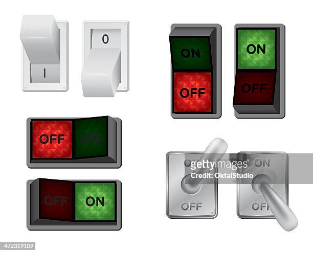 stockillustraties, clipart, cartoons en iconen met different types of switches illustrated - activation