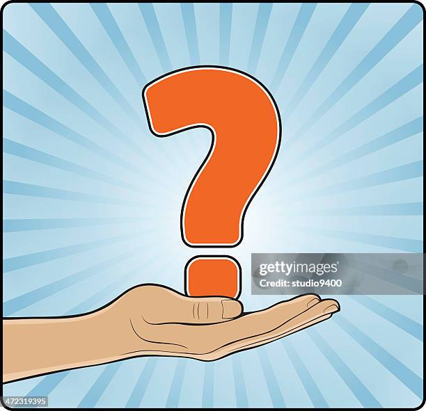 hand held question mark - difficult conversation help stock illustrations