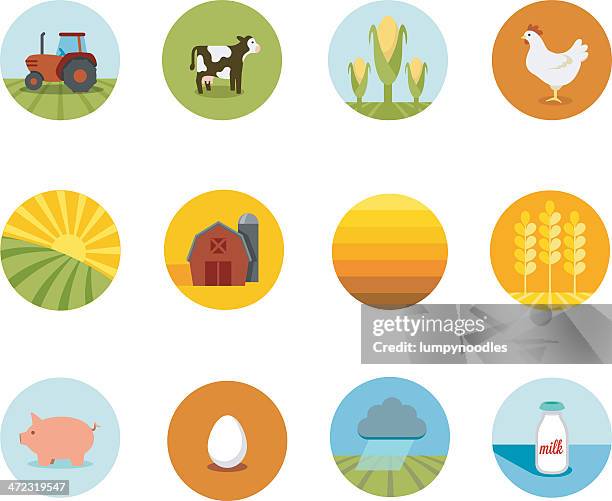 circle landwirtschaft symbole - milchprodukte stock-grafiken, -clipart, -cartoons und -symbole