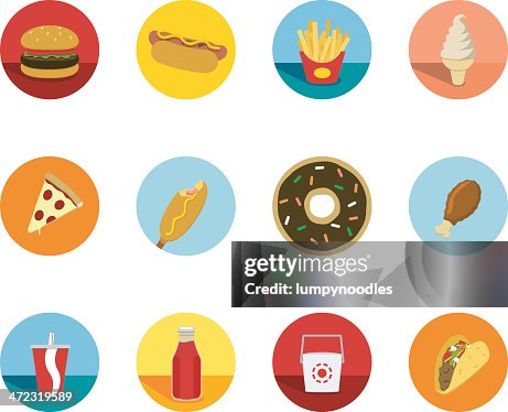 Fast Food Circle Icons Fast Food Circle Icons