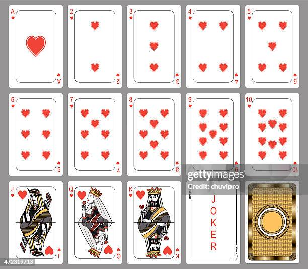 bildbanksillustrationer, clip art samt tecknat material och ikoner med heart suit playing cards - hjärter knekt