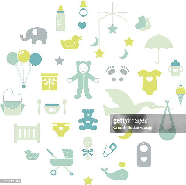 ilustrações de stock, clip art, desenhos animados e ícones de ícones de bebé - balão enfeite