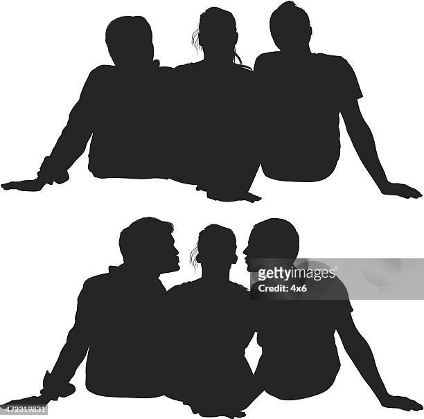 ilustrações de stock, clip art, desenhos animados e ícones de silhuetas de uma mulher sentada entre dois homens - three womans friends