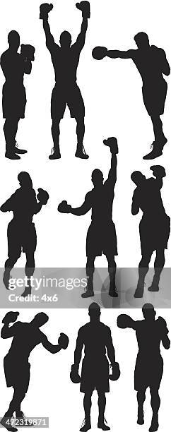 verschiedene silhouetten von boxershorts - boxing gloves isolated stock-grafiken, -clipart, -cartoons und -symbole