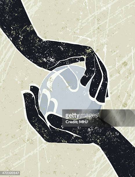 hand's cradling a crystal ball. - fortune teller stock illustrations