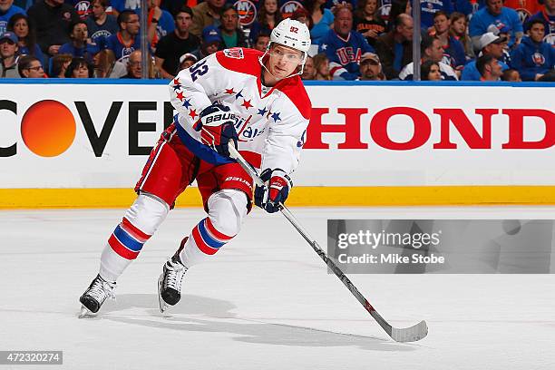 Evgeny Kuznetsov of the Washington Capitals skates against the New York Islanders during Game Three of the Eastern Conference Quarterfinals during...