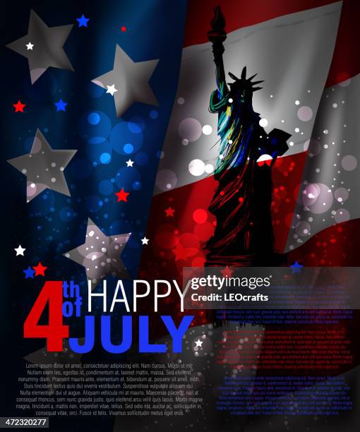 stockillustraties, clipart, cartoons en iconen met beautiful patriotic background - statue of liberty drawing