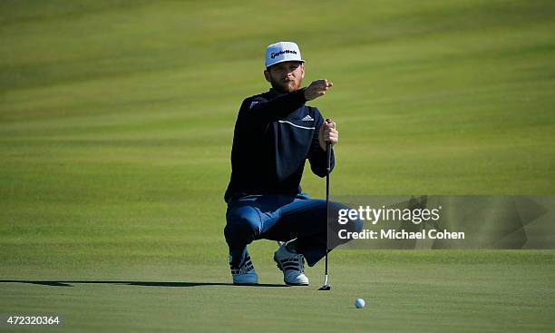 Tyler McCumber lines up a putt on the third green during the second round of the United Leasing Championship held at Victoria National Golf Club on...