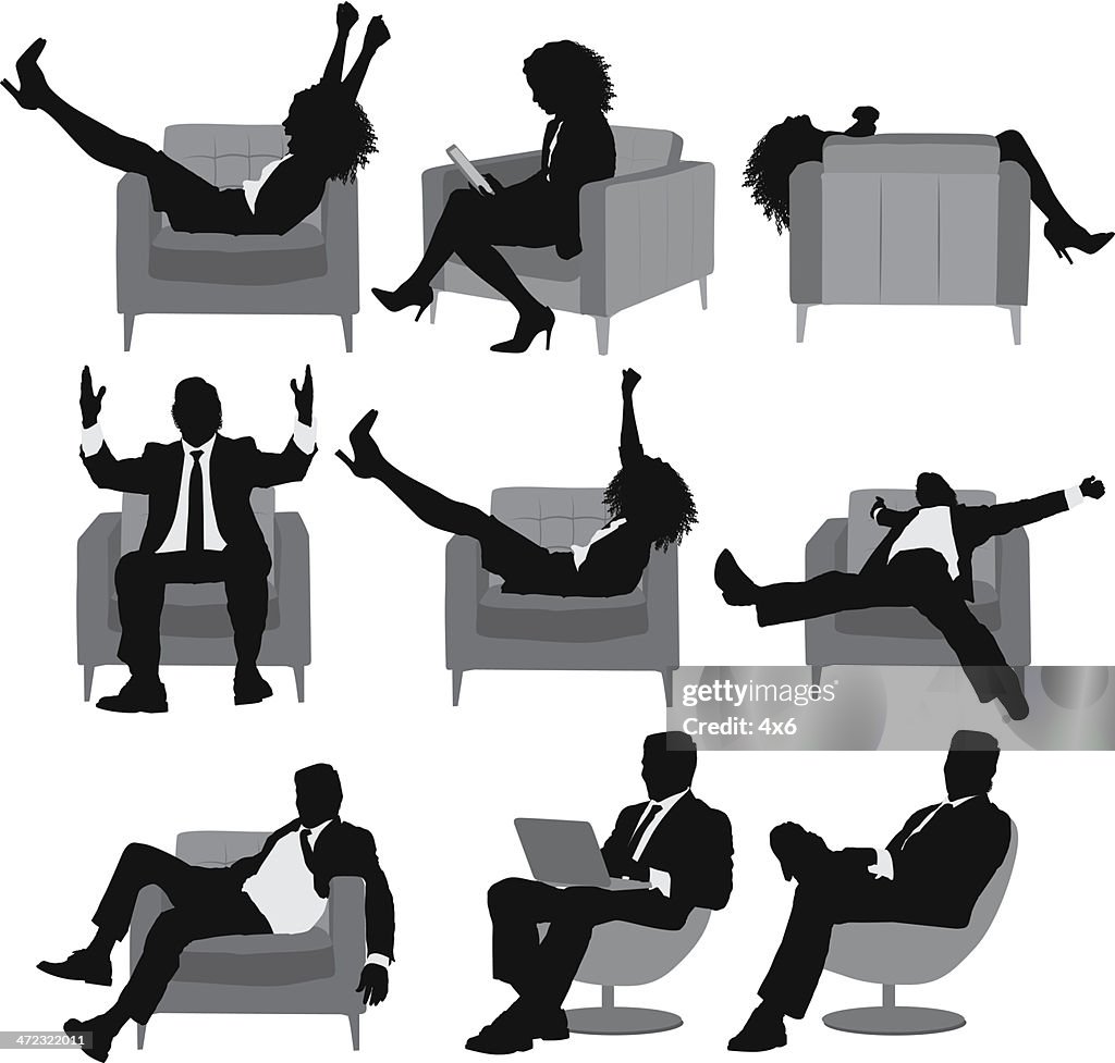 Silueta de los ejecutivos de negocios en diferentes poses