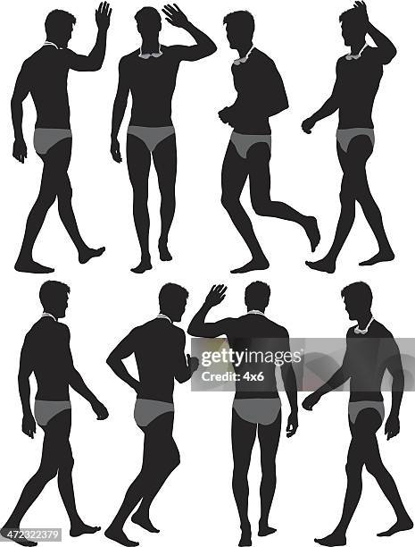 male swimmer - barefoot running stock illustrations