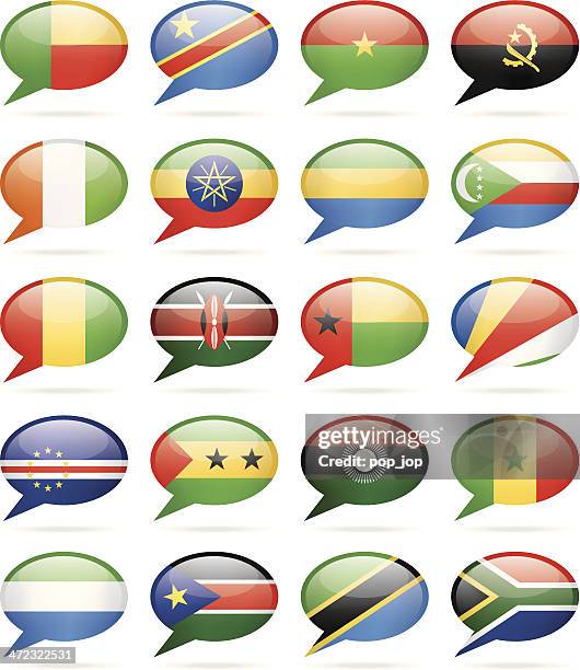 speech bubble flags - africa - flag of benin stock illustrations