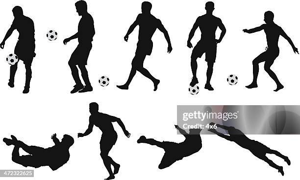 silhouettes of soccer player - heading the ball 幅插畫檔、美工圖案、卡通及圖標