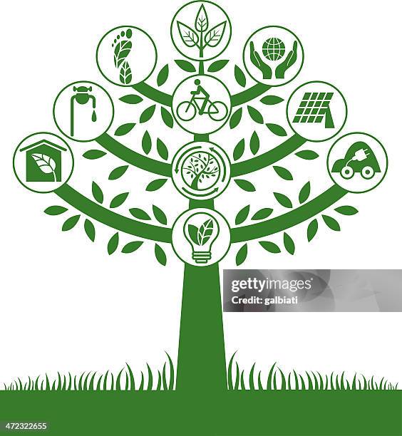 ecologic equilibrium tree - hugging tree stock illustrations