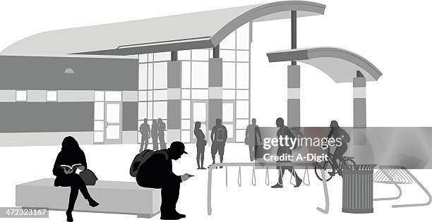 high school - bike rack at school stock illustrations