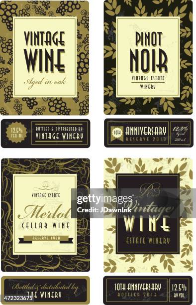 verschiedene vintage etiketten - wein etikette stock-grafiken, -clipart, -cartoons und -symbole