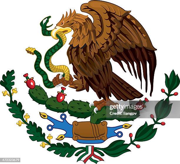 mexican coat of arms - mexican flag stock illustrations