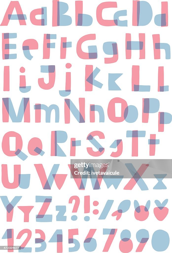 Transparent alphabet isolated on white background