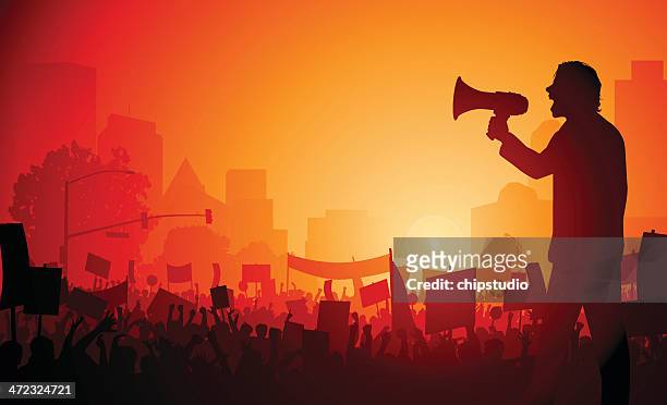 rally-demonstration - protest stock-grafiken, -clipart, -cartoons und -symbole